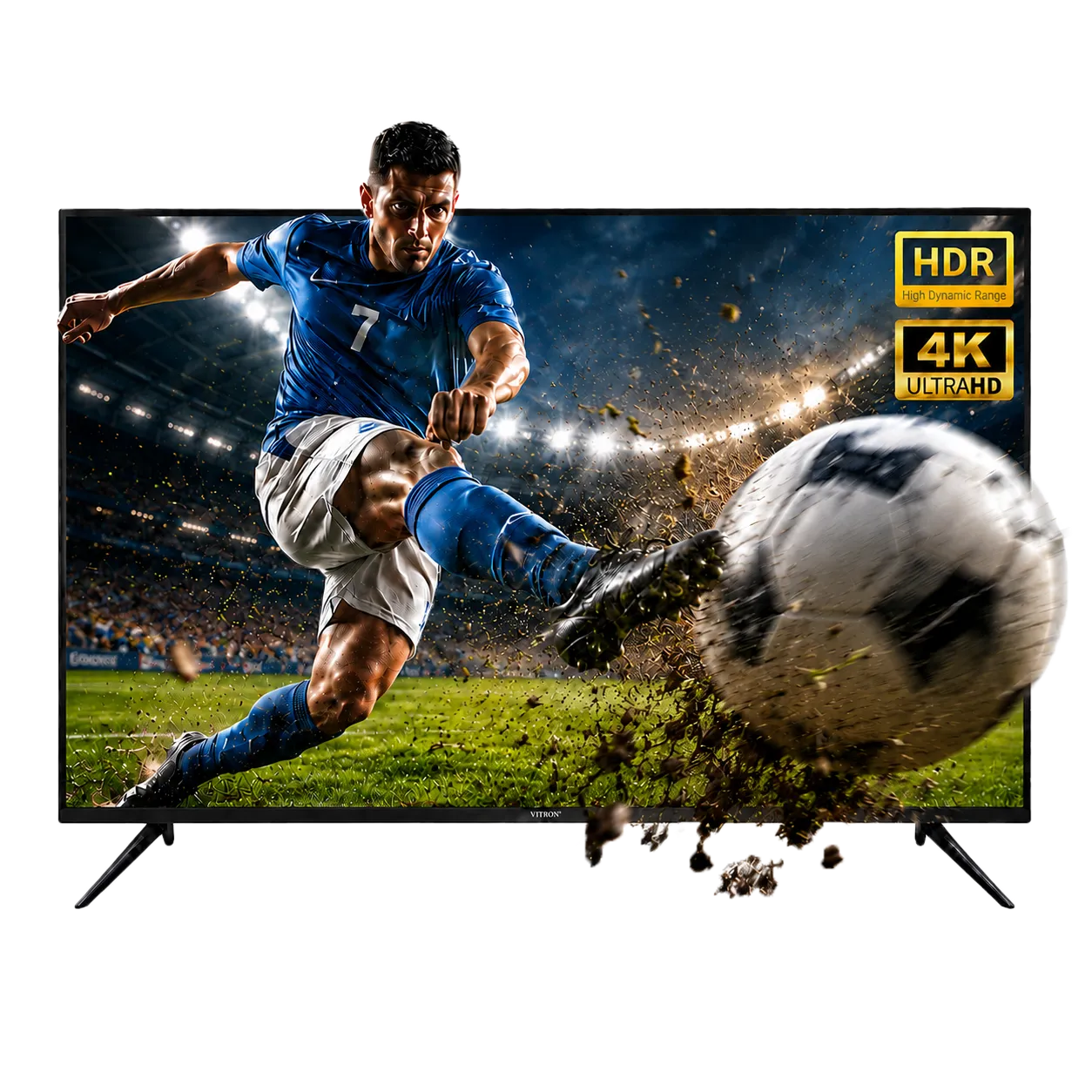 VITRON HTC55W 55-inch 4K UHD WhaleOS Smart TV showing football